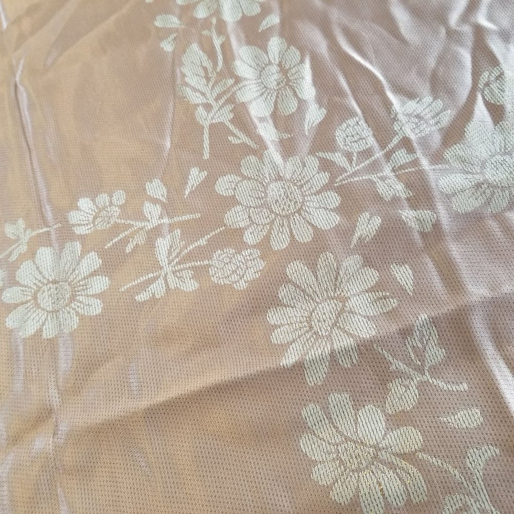 Pink Silver Floral Rectangle Tablecloth Linen Cloth Cover 82" x 62" Dining Decor